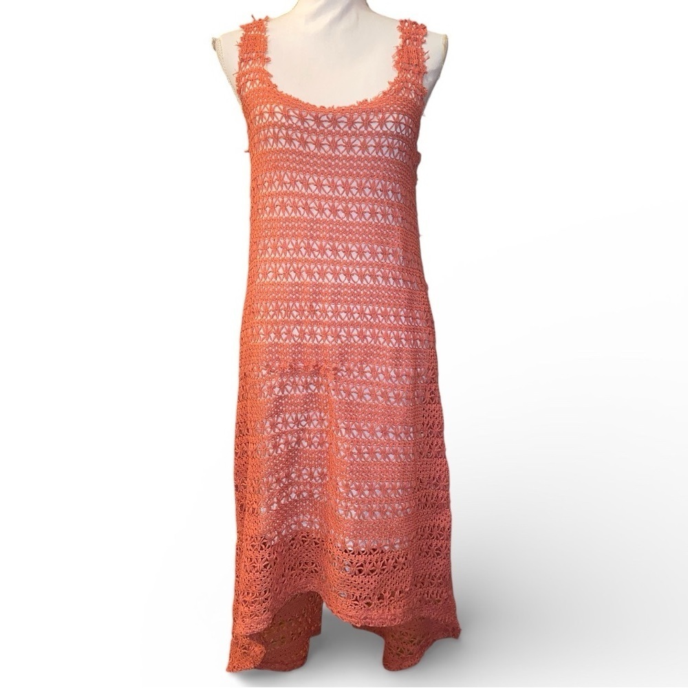 MYSTREE CROCHET SLEEVLESS MAXI DRESS in Coral Size Large - Picture 2 of 6